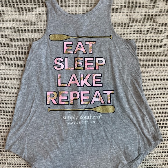 SOLD Simply Southern Glitter Tank Small Grey - Picture 3 of 6